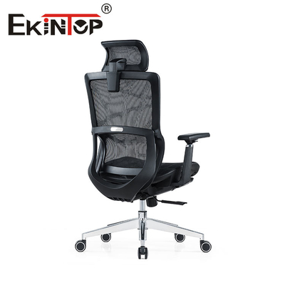 Ergonomiczne obrotowe krzesło biurowe w kolorze czarnym, z pełną siatką i materiałem nylonowym