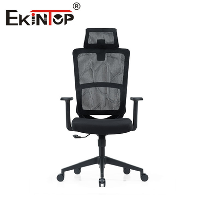Ergonomiczne krzesło OEM ODM z wysokim oparciem, czarne krzesło z siatki ze stałym podłokietnikiem