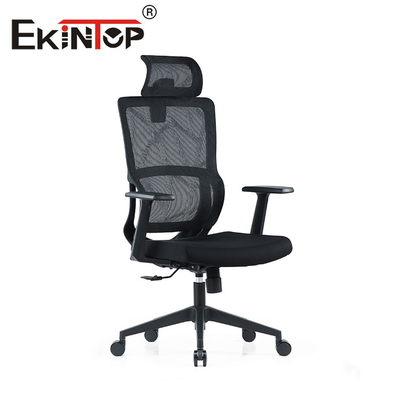 Ergonomiczne krzesło OEM ODM z wysokim oparciem, czarne krzesło z siatki ze stałym podłokietnikiem