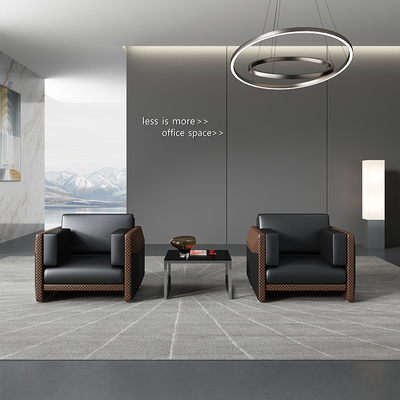 Czarna skórzana sofa biurowa Modułowa dla firmy Recepcja biznesowa OEM ODM