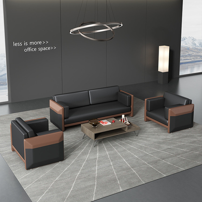 Czarna skórzana sofa biurowa Modułowa dla firmy Recepcja biznesowa OEM ODM