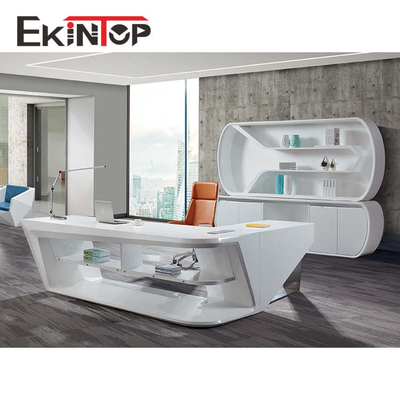Officeworks Modern Glass Executive Desk MDF Błyszcząca powierzchnia Certyfikat SGS