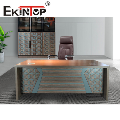 L Style Nowoczesne biurko 1000N Nośność Fornir drewniany Top Mahogany Color