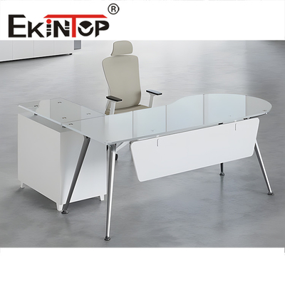 Nowoczesne szkło hartowane biurko komputerowe Anti Collision Round Corner For Home Office