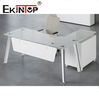 Nowoczesne szkło hartowane biurko komputerowe Anti Collision Round Corner For Home Office