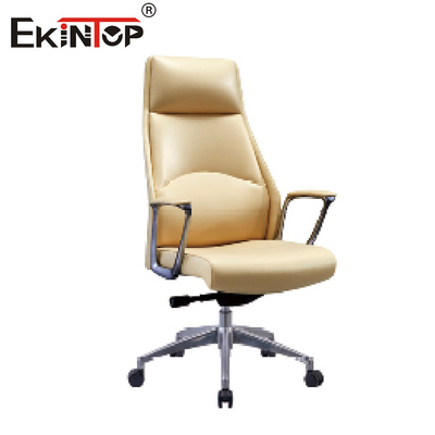Ergonomiczna regulacja wysokości krzesła biurowego z niebieskiej skóry