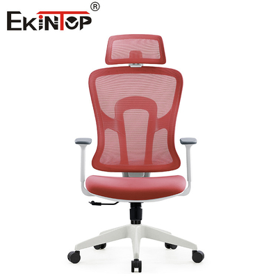 Czerwone ergonomiczne krzesło komputerowe z siateczką z oparciem do mebli biurowych