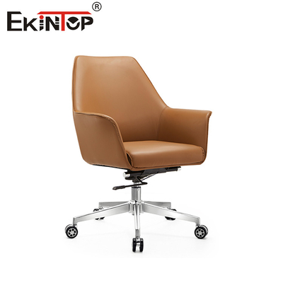Ergonomiczne skórzane krzesło z oparciem lędźwiowym z podkładką PU