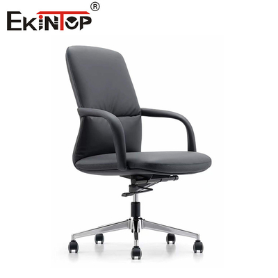 Biurowe krzesło ergonomiczne z czarnej skóry PU z kołami