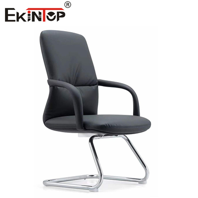 Biurowe krzesło ergonomiczne z czarnej skóry PU z kołami