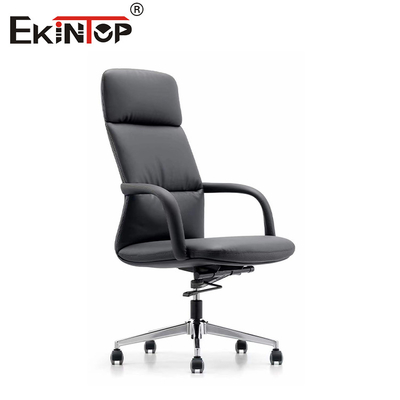 Biurowe krzesło ergonomiczne z czarnej skóry PU z kołami