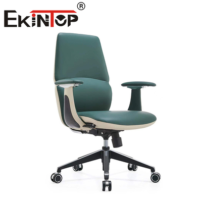 Regulowane, ergonomiczne krzesło biurowe w kolorze zielonym, skórzane Solidne krzesło biurowe