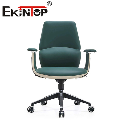 Regulowane, ergonomiczne krzesło biurowe w kolorze zielonym, skórzane Solidne krzesło biurowe