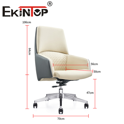 Biały skórzany menedżer Skręcający się ergonomiczny krzesło biurowe wykonujące skórę krowie